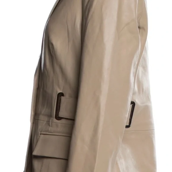 REMAIN Birger Christensen Authentic Camel/Beige/Tan Leather Blazer BNWT Size L